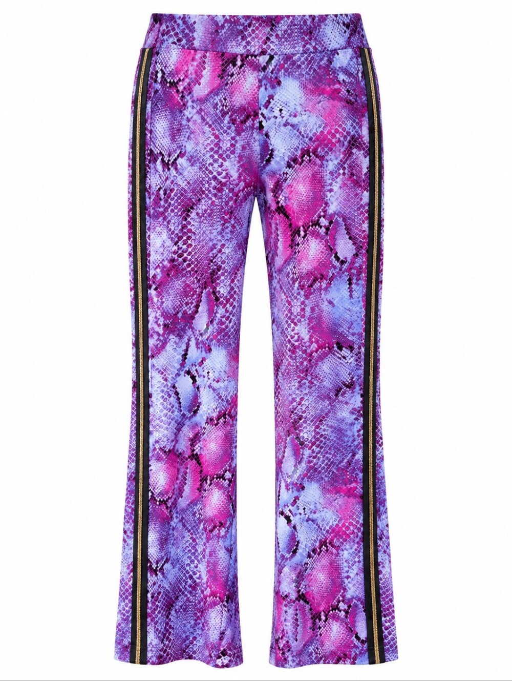 IMAN Global Chic XLP Purple Snakeskin Print Gold Side Trim Wide Leg Pants XL